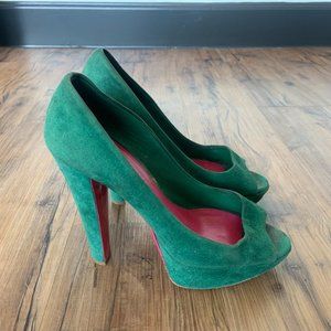 Miu Miu Green Peep Toe Pumps